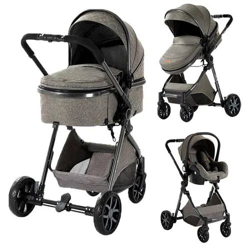 Poussette 3 En 1 Magic Zc Poussettes Combinées Pousette Jusqu'à 30kg 0-3ans Avec Sac À Main Cadre En Alliage D'aluminium Gris Foncé