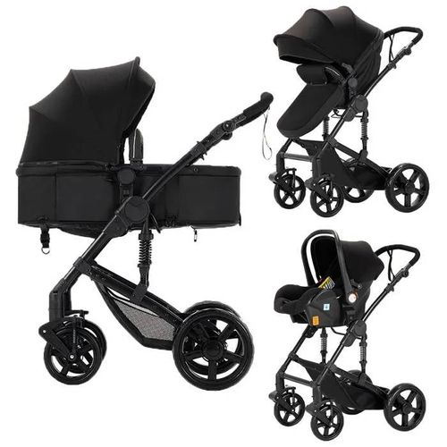 Poussette Magic Zc Poussette 3 En 1 Poussette De Luxe Pliage En Un Clic Hamac Réversible Guidon Réversible Avec Grand Panier Noir