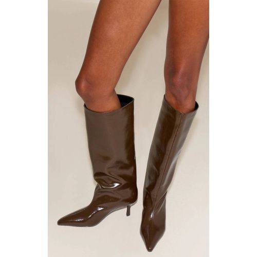 Bottes Hautes En Pu Crêpé Vert Olive Talon Kitten