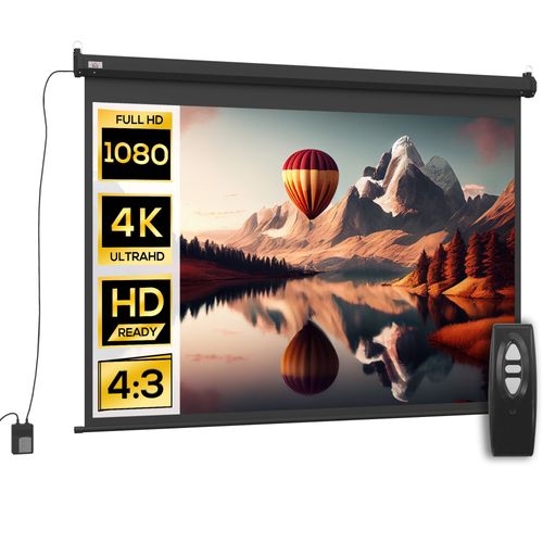 Ecran de projection motorisé home-cinéma format 4:3 84 pouces 171L x 130H cm noir