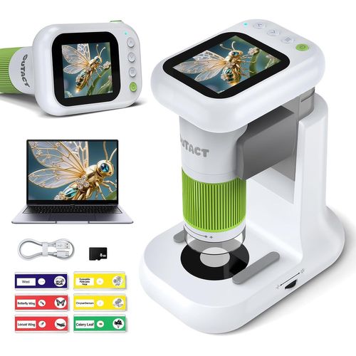 Microscope Portable Pour Enfants Avec Support,Écran Ips 50x-1000x 2.0,Microscope Numérique Avec 8 Lumières Led,Photo Et Vidéo,Cadeau D'Anniversaire 3 En 1 Pour Enfants À Partir De 3 An