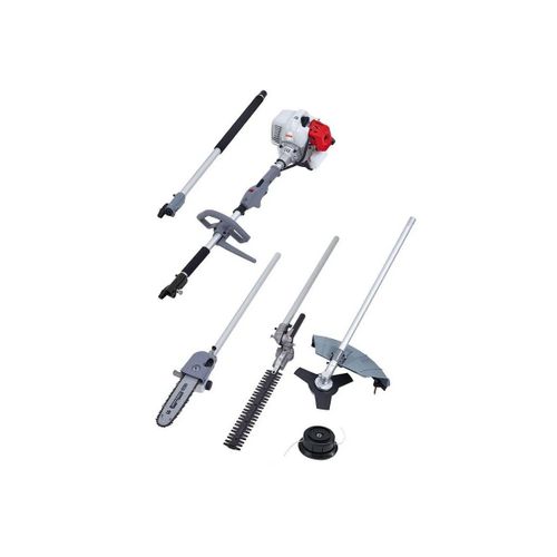 Outils Multifonction Thermique 4 en 1 Taille haie + Élagueuse + Debroussailleuse (lame et bobine) IKRA