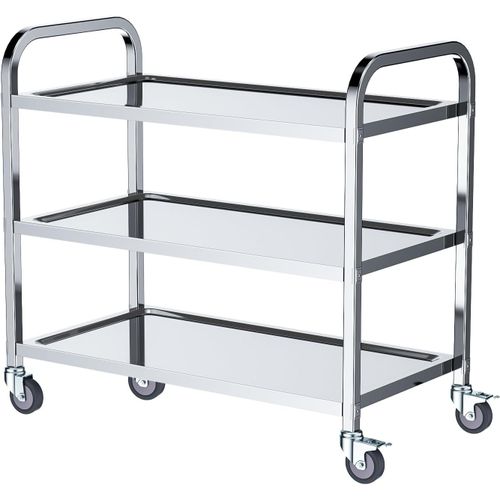 Mevronisshop-Chariot De Service Desserte De Cuisine À Roulettes 3 Étagères 75x40x83.5 Cm Desserte, Déplacement Silencieux Pour Rangement Clinique Cuisine Hôtel Salon De Beauté