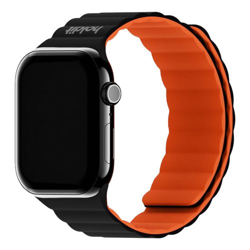 Holdit Bracelet en silicone magnétique Watch Series 1 11 / SE / Ultra (44/45/46/49 mm) Orange et Black