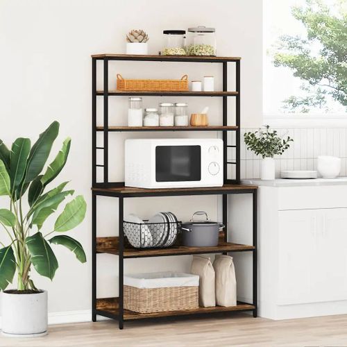 Vidaxl Étagère De Cuisine Chêne Fumé 100 X 40 X 168 Cm