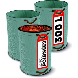 NouvelHorizonstore-3x Sac Dechets Verts Resistant 300L - Sac Jardinage Dechets avec 4 Poignées Résistantes - Stable - Pliable - Réutilisable - Polypropylène Robuste