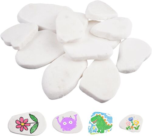 Mevronisshop-12 Pièces Pierre De Rivière Naturelle, 3-8cm Pierre À Peindre, Pierres Plates Pour La Peinture, Galets Peinture Diy Naturelles, Pour La Peinture Colorée, La Décoration, L'aquarium, Les P