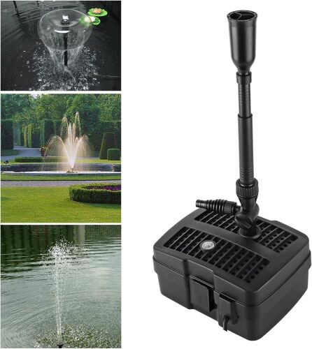 Mevronisshop-Pompe De Bassin 4 En 1 Avec Filtre, Filtre Uv 5 W, 1000 L/H, Avec Câble D'alimentation De 10 M Pour Fontaine Et Jardin