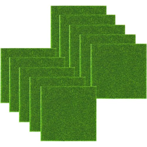 Mevronisshop-Lot De 10 Tapis De Gazon Artificiel 15 X 15 Cm ¿ Mini Tapis De Gazon 5 Mm Pour Balcon, Terrasse Et Modélisme ¿ Gazon Artificiel Résistant Aux Intempéries Pour Décoration, Jardin Et Aména