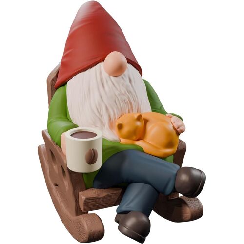 Mevronisshop-Statue De Nain De Jardin Buvant Du Café, Décoration De Nains De Jardin À Bascule, Figurine Décorative Pour Intérieur Ou Extérieur, Maison, Terrasse, Cour, Pelouse