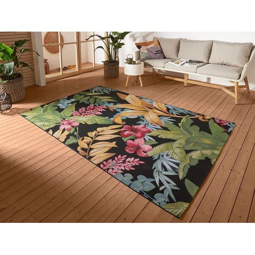 Mevronisshop-Hanse Home Tropical Flowers - Tapis D'intérieur Et D'extérieur - Tissage Plat - Design Floral - Certifié Öko-Tex - Résistant Aux Intempéries Et Aux Uv - Pour Balcon, Terrasse, Jardin - M