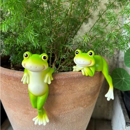 MEVRONISSHOP-Lot de 2 figurines de grenouille - Grandes statues de jardin - Réservoir de poisson - Pot de fleurs - Décoration amusante - Décoration d'aquarium - Étang de jardin - Figurine grenouille