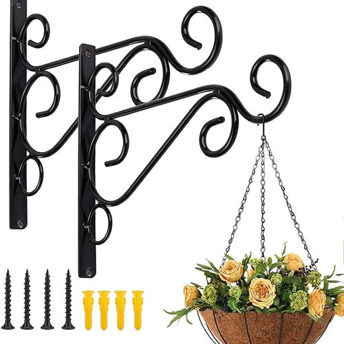 Mevronisshop-Lot De 2 Supports Muraux En Fer Pour Panier Suspendu En Fer, Crochets Muraux En Métal, Pour Plantes De Jardin/Lanterne/Lumière/Mangeoire À Oiseaux
