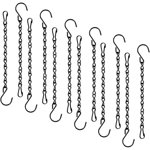 Mevronisshop-Lot De 12 Chaînes De Panier Suspendu De 25,4 Cm - Chaînes De Suspension Antirouille Avec Crochets - Chaîne En Métal Pour Mangeoires À Oiseaux, Carillons Éoliens, Lanternes, Jardinières