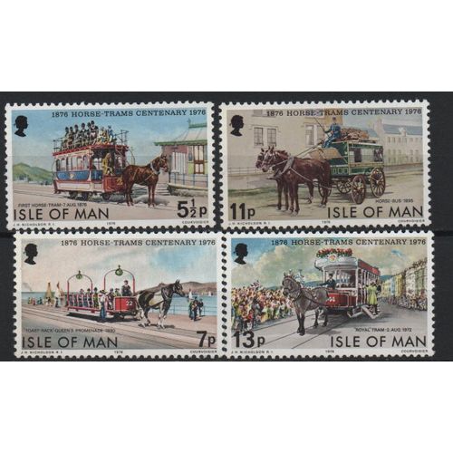 Ile De Man Timbres Trams Hippomobiles 1976