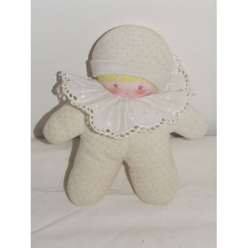 POUPEE TISSU CHIFFON COROLLE BLANC POIS 18 cm