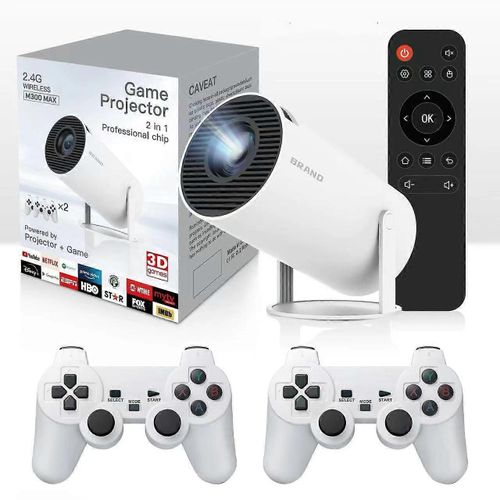 Portable Mini Jeu Vidéo Projecteur 11.0 Intelligent De 30 000+ Jeux 360 ANSI WiFi Bluetooth HD 1080P Blanc