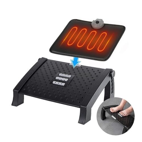 Réglable En Hauteur Office De Repose-Pieds Robuste Avec 6 Paramètres Chauffants, Tapis Anti-Dérapant Pour Un Meilleur Maintien Et De Confort