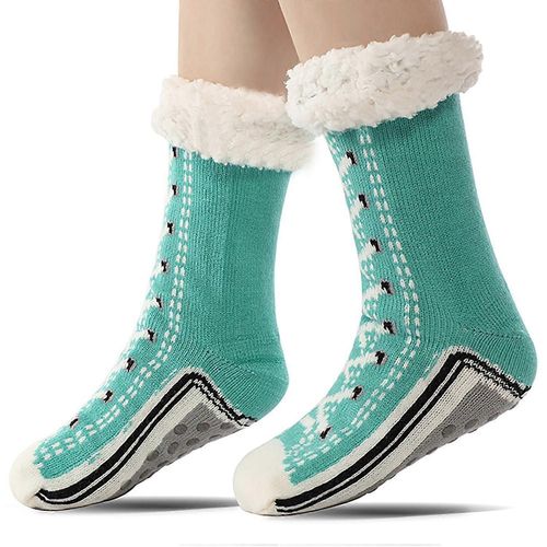 Ultra Épais Cachemire Chaussettes Chaussons Pour Les Femmes, Les Non-Slip Chaud Chaussettes De La Maison, Mais À Paillettes Style De Noël, Ajustement Confortable