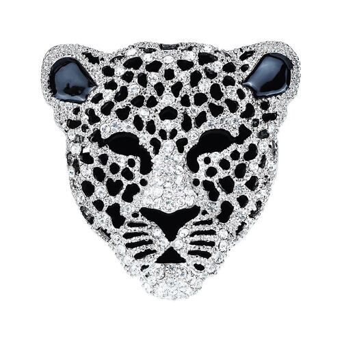 Broche Leopard Vintage En Coquillage Cristal, Ornee De Strass, Bijou Animal Pour Femme Et Homme