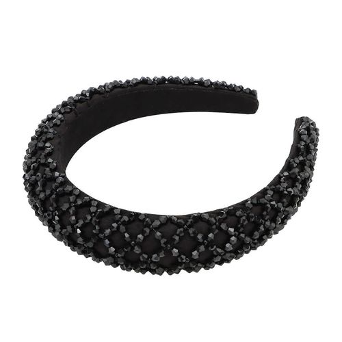 Noir Strass Bandeau Pour Les Femmes - Non-Glissement De La Mode Accessoire De Cheveux Brillant En Cristal De Conception Pour Les Filles Et Les Dames