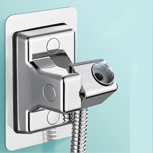 Support de douche Mural Réglable en Pas de Forage Non Clous Tête de Douche de Poche Titulaire de 360 degrés de Rotatif Argent