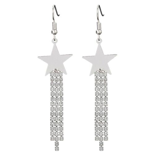 Argent Minimaliste Hoop Boucles D'oreilles Pour Les Femmes, Le Cuivre De La Conception, De 8.5x3.35x0.5cm, Parfaite Pour Toutes Les Occasions