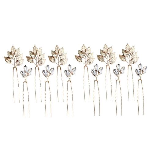 6-Pack D'accessoires De Cheveux De Mariée Épingles À Cheveux Leaf Design Élégant Postiches Pour Les Mariages Engagements Anniversaires 