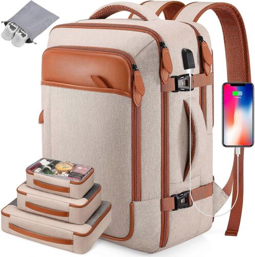 Sac à dos de voyage 42L Bagage À main avec ordinateur Portable, Compartiment Imperméable à l'eau d'Emballage de Conception des Cubes et des Chaussures de Poche
