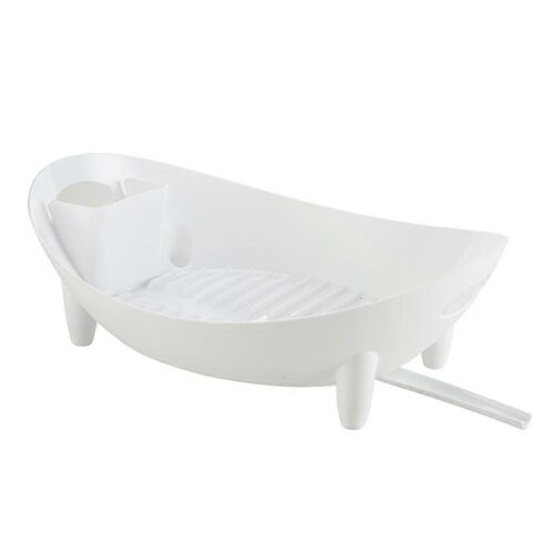 Plat séchoir à linge Ovale Égouttoir avec un Ustensile de Titulaire, Blanc Comptoir de la Cuisine de l'Organisateur pour des Assiettes, des Bols, des Couverts, et des Légumes