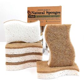 Éponges naturelles pour la Cuisine, la Vaisselle - Pack de 6 Biodégradables Plat Éponges de Nettoyage, Eco-Friendly, Doux et Durable