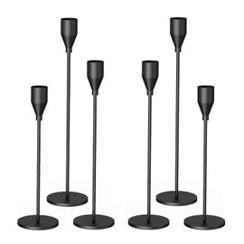 Bougie Chandelier Titulaire Set de 6, Noir Métal Cône Détenteurs de 3/4 de Pouce de Bougies, de Haut Décoratifs Bâtons pour les Mariages et la Décoration de la Maison