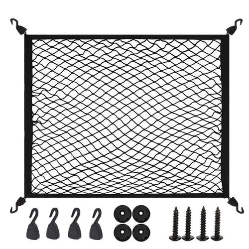 Filet Pour Suv Avec Des Crochets, Élastique Réglable De Stockage De L'organisateur Pour Les Voitures Et Les Camions De Ramassage, De 2,6'x2' S'étend À 5'x4', Noir