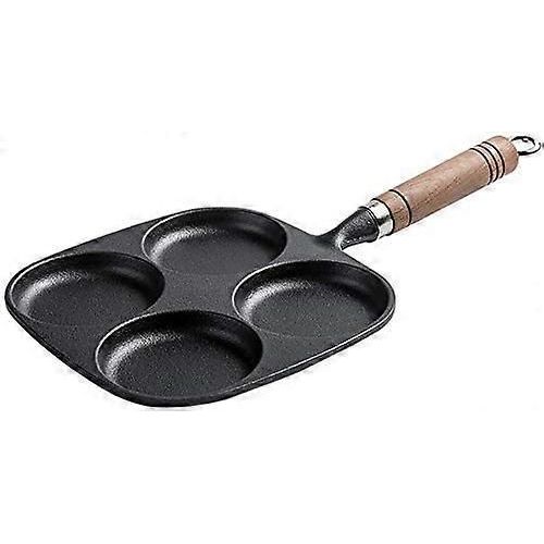 Fonte d'Oeuf Crêpe de la Poêle 4-Coupe de Non-Bâton Omelette Maker avec Poignée en Bois pour le petit-Déjeuner de Cuisine