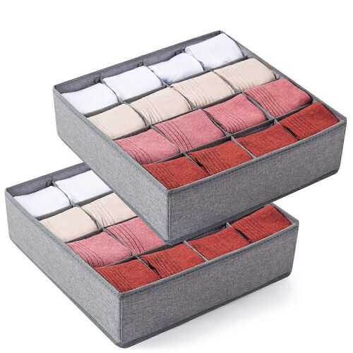 Chaussettes sous-Vêtements Organisateur de Tiroir - 2 Packs, Pliable avec 24 de Cellules ou de 16 Cellules pour le Stockage Efficace