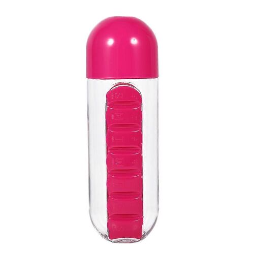 Multifonctionnel Sept-Grille De Médecine Boîte De Rangement Avec Bouteille D'eau, Durable Organisateur Pour La Maison Et Les Voyages, Sans Bpa Plastique