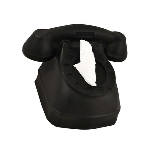 Vintage Conception de Téléphone Boîte de mouchoirs en papier - Portable de PVC de Tissu de support pour la Maison Moderne et de Décoration de Bureau - Couleur Noir
