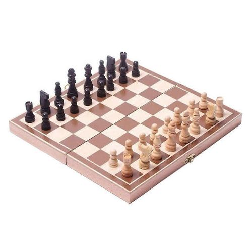 15"" Classique Vintage Standard Pliant En Bois Jeu D'échecs, Sculpté À Plateau De Jeu Avec La Conception Portative Et Des Matériaux De Qualité