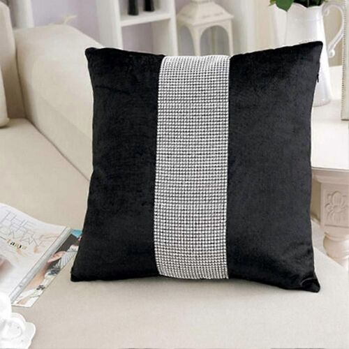 Noir De Mariage Taies D'oreiller Lot De 2, 18 X 18 Pouces À Paillettes, Strass Décoratifs Euro Jeter Les Taies D'oreiller Pour Canapé Canapé-Lit