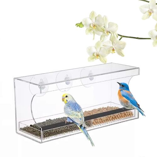 Fenêtre Mangeoire à Oiseaux avec de Solides ventouses, Claire et Transparente Design pour l'Extérieur, Observation des Oiseaux, Cadeau Idéal pour les Amoureux des Oiseaux et des personnes Âgées