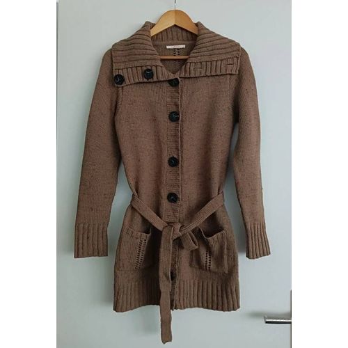 Gilet Long Ajouré Marron. Camaieu. Laine. Taille 1