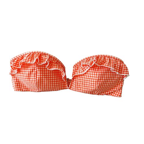 Soutien Gorge De Maillot De Bain A Carreaux Rouge Et Blanc. Vichy. Kiabi. Taille M