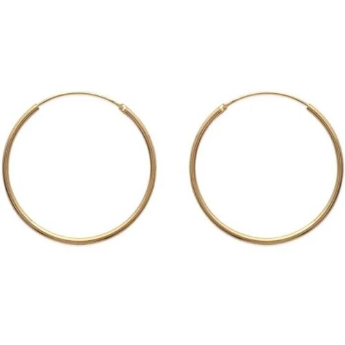 Boucles D'oreilles Créoles - Bijouxia - Rondes - Plaqué Or 18 Carats - 4 Cm - Lisses
