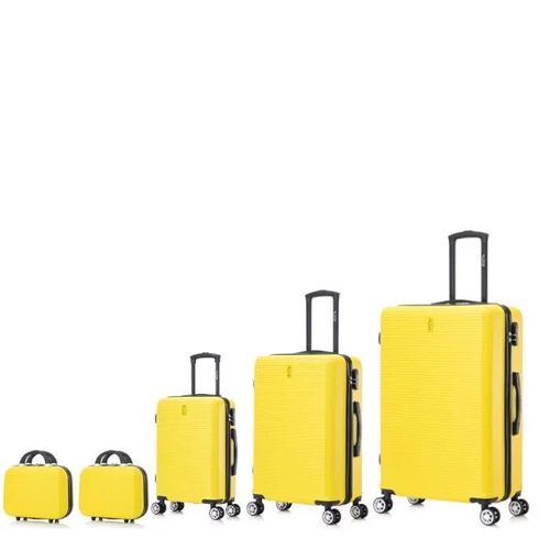 Celims France FRANCE - Set de Valise 5 Pièces | Valise Cabine + Valise Moyenne + Valise Grande Taille + 2x Vanity | ABS | Jaune