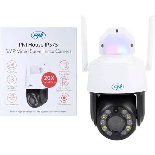 PNI Caméra de vidéosurveillance Maison IP575 5MP WiFi,Zoom Optique 20x,Objectif varifocale