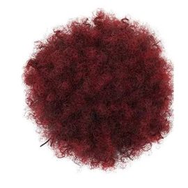 Queue De Cheval Afro Puff - Jhzhong - Rouge - Synthétique - Cordon De Serrage - Boucles Naturelles