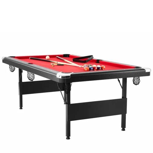 7 ft Billiards Table-Duoku-Portable Foldable Pool Table-Cues-Chalks & Brush-Black avec Red Cloth-Perfect pour Family Game Room