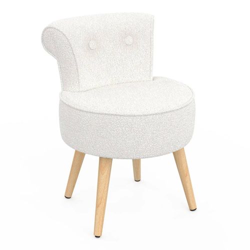 Fauteuil Crapaud En Tissu Bouclette Blanc