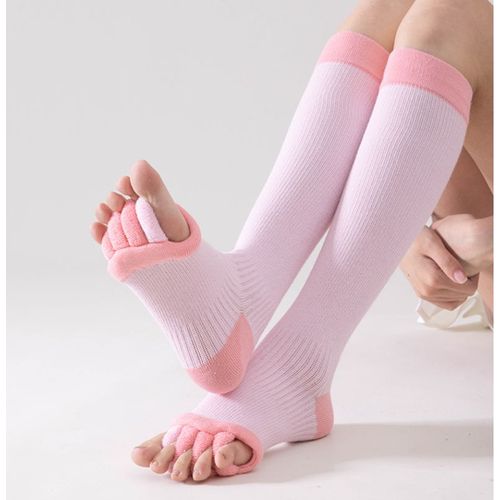 Chaussettes De Yoga Roses Avec Design À Orteils Séparés, Évacuation De L'Humidité, Correction De L'Hallux Valgus