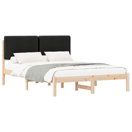 vidaXL Cadre de lit avec tête de lit rembourrée Noir 150 x 200 cm